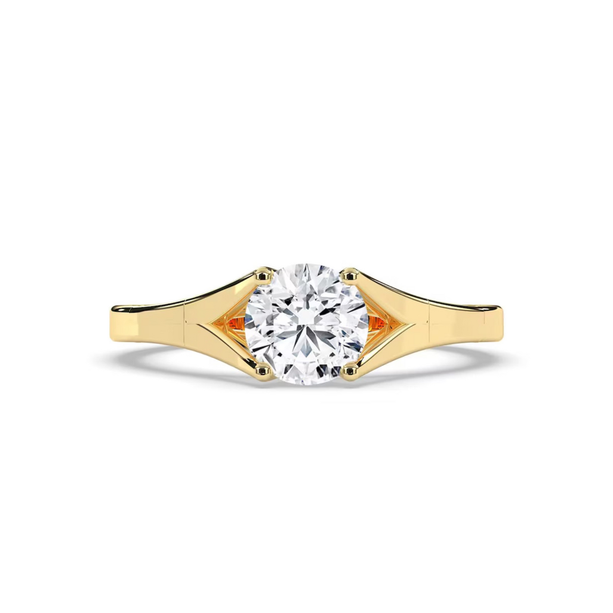 Round Solitaire Engagement Ring Lab Diamond – BypassCriss Cross Setting (Infinity Look)