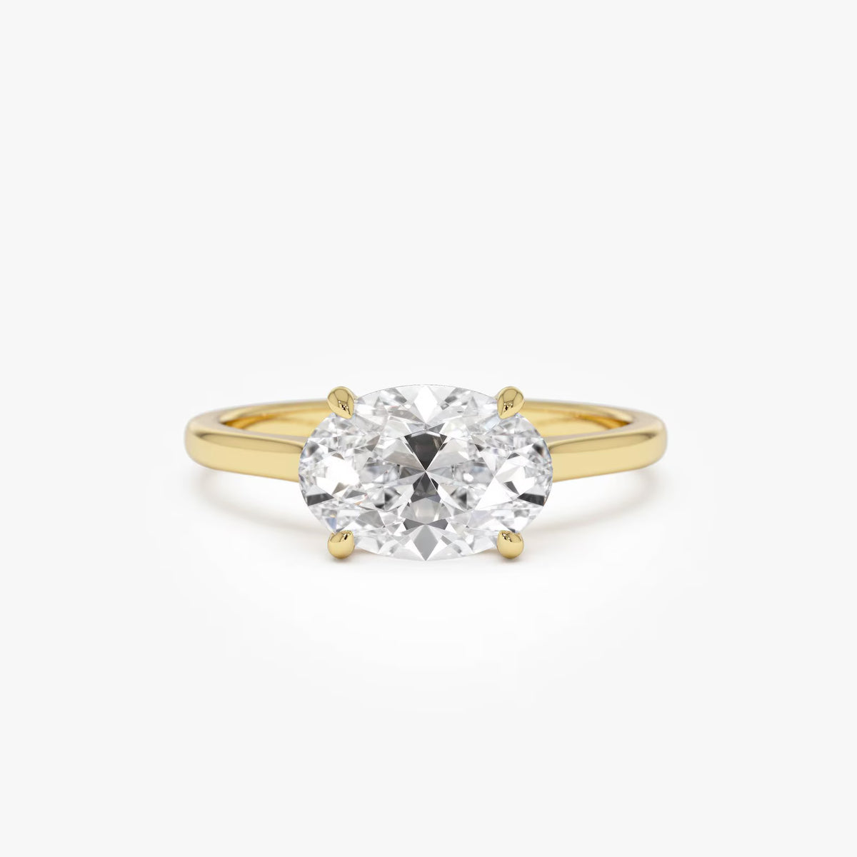Oval Shaped Lab Grown Diamond Ring Prong Set East-West Setting