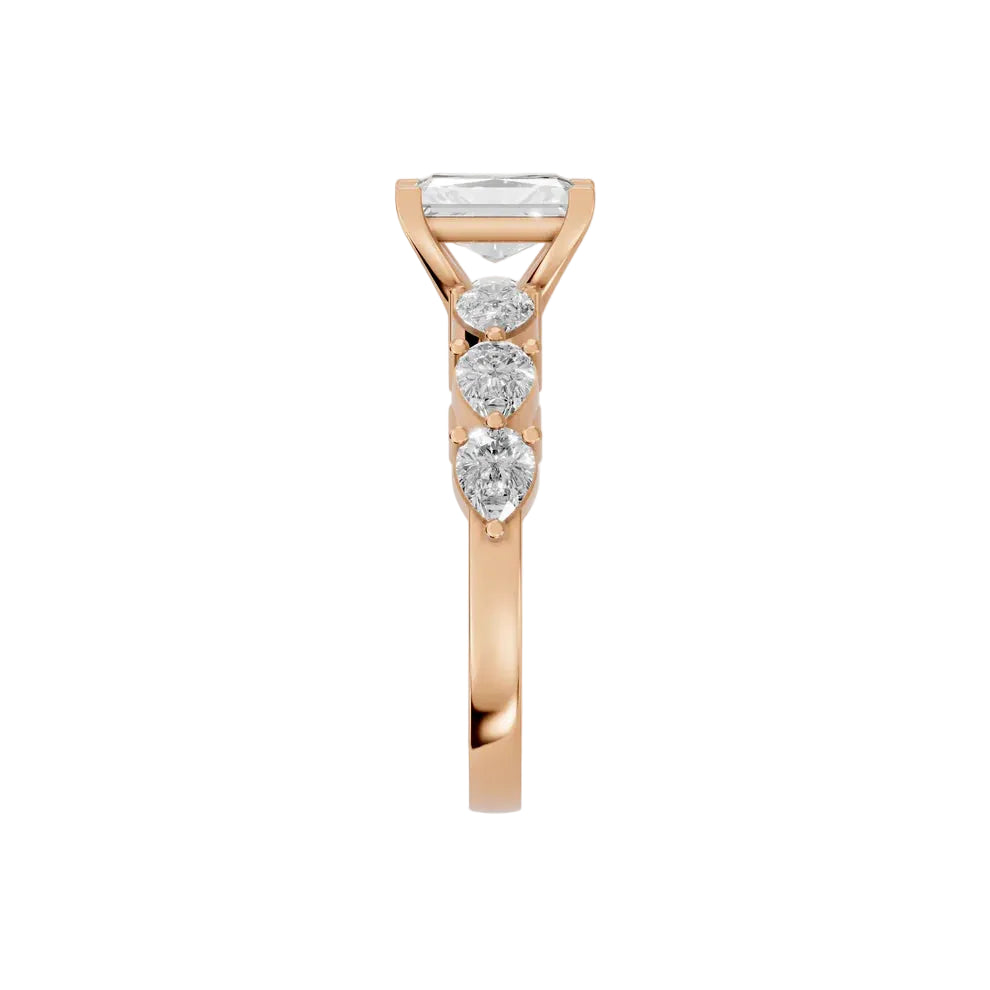 radiant cut lab grown diamond engagement ring in 14k, top view