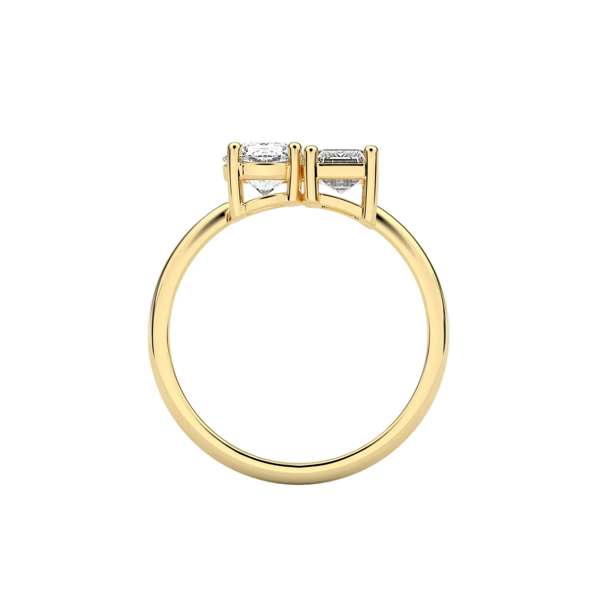 Emerald cut Diamond Toi-Et-Moi Engagement Ring