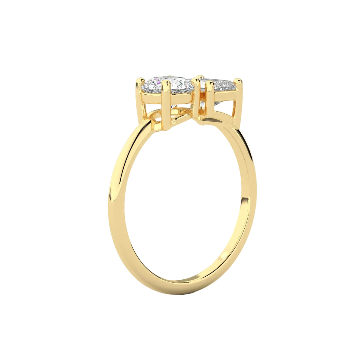 Emerald cut Diamond Toi-Et-Moi Engagement Ring