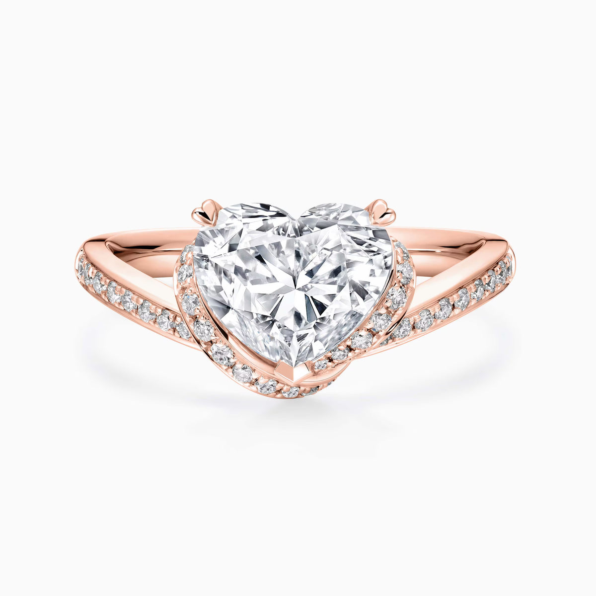 Heart Cut Halo Twist‑Shank Pavé Ring