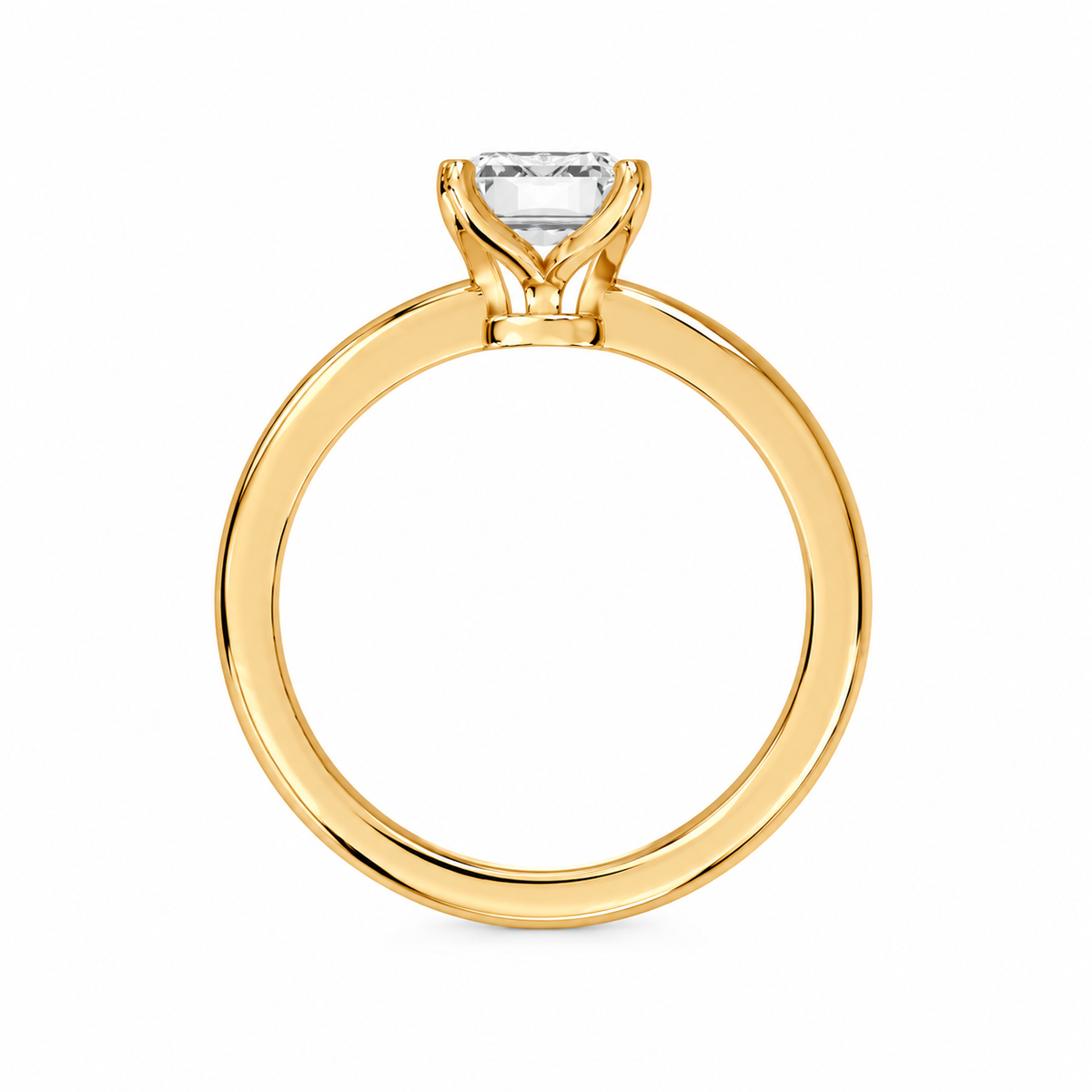 Emerald Cut Solitaire Lab Grown Diamond And Moissanite Engagement Ring