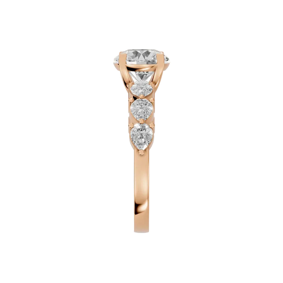 Round Cut Lab Grown Diamond & Moissanite Pavé Engagement Ring