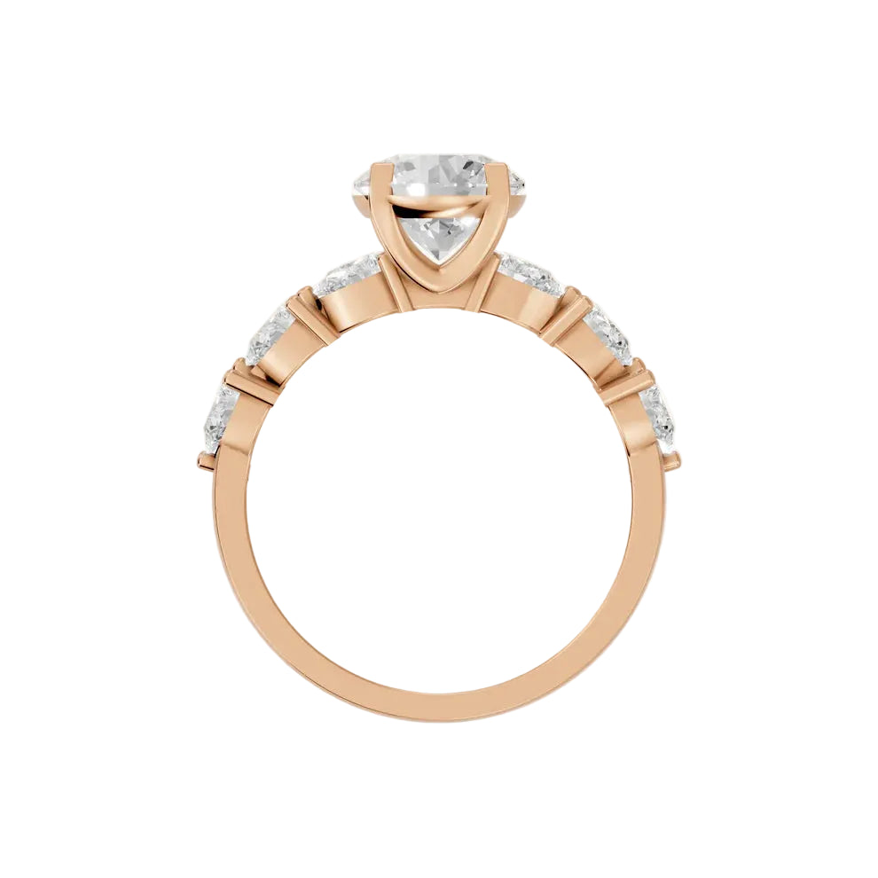 Round Cut Lab Grown Diamond & Moissanite Pavé Engagement Ring