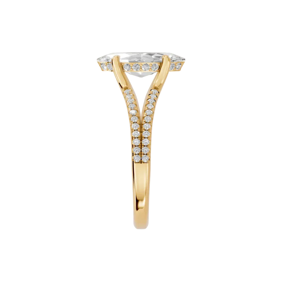 marquise lab grown diamond engagement ring in 10k, top view