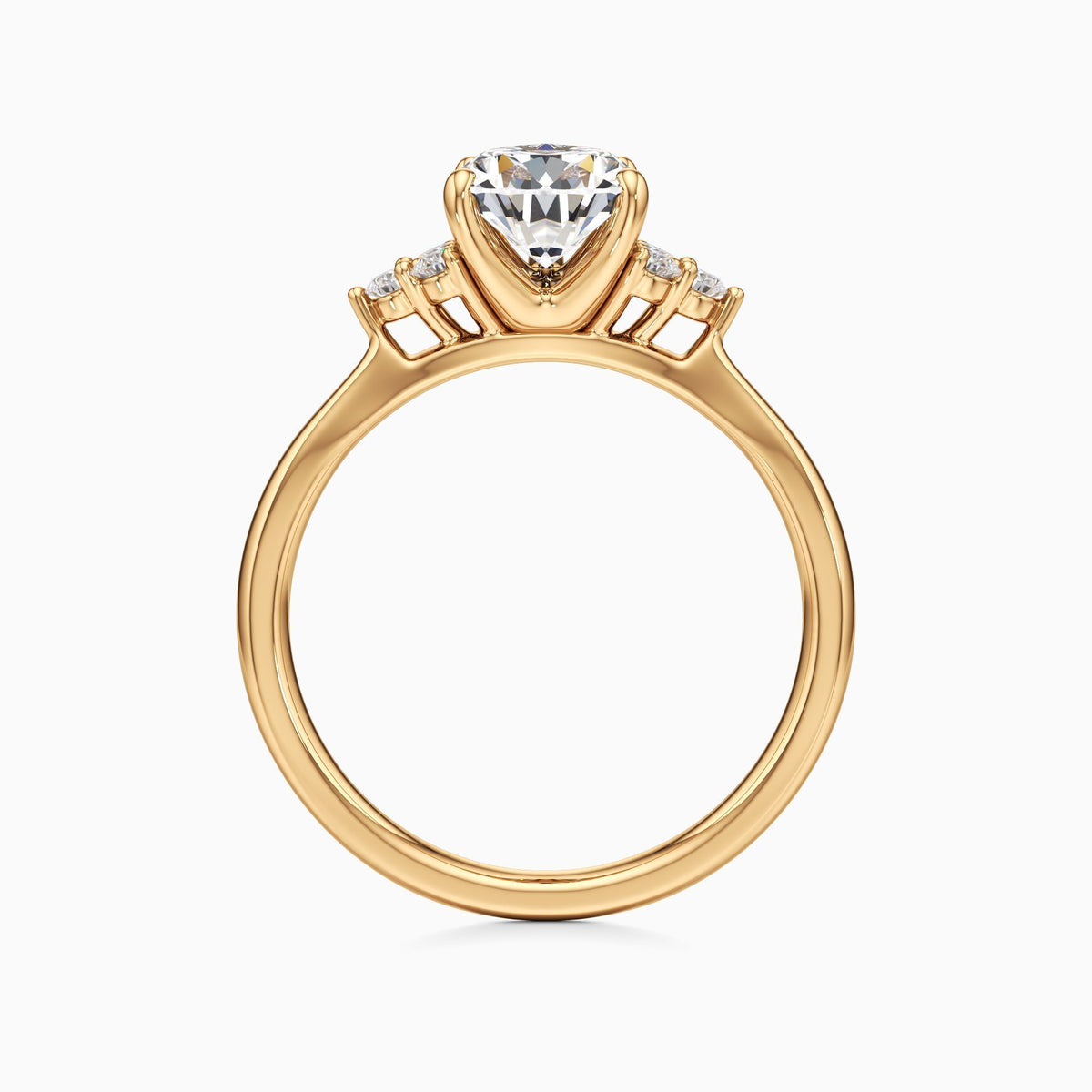 pear lab grown diamond engagement ring in 18k, side profile