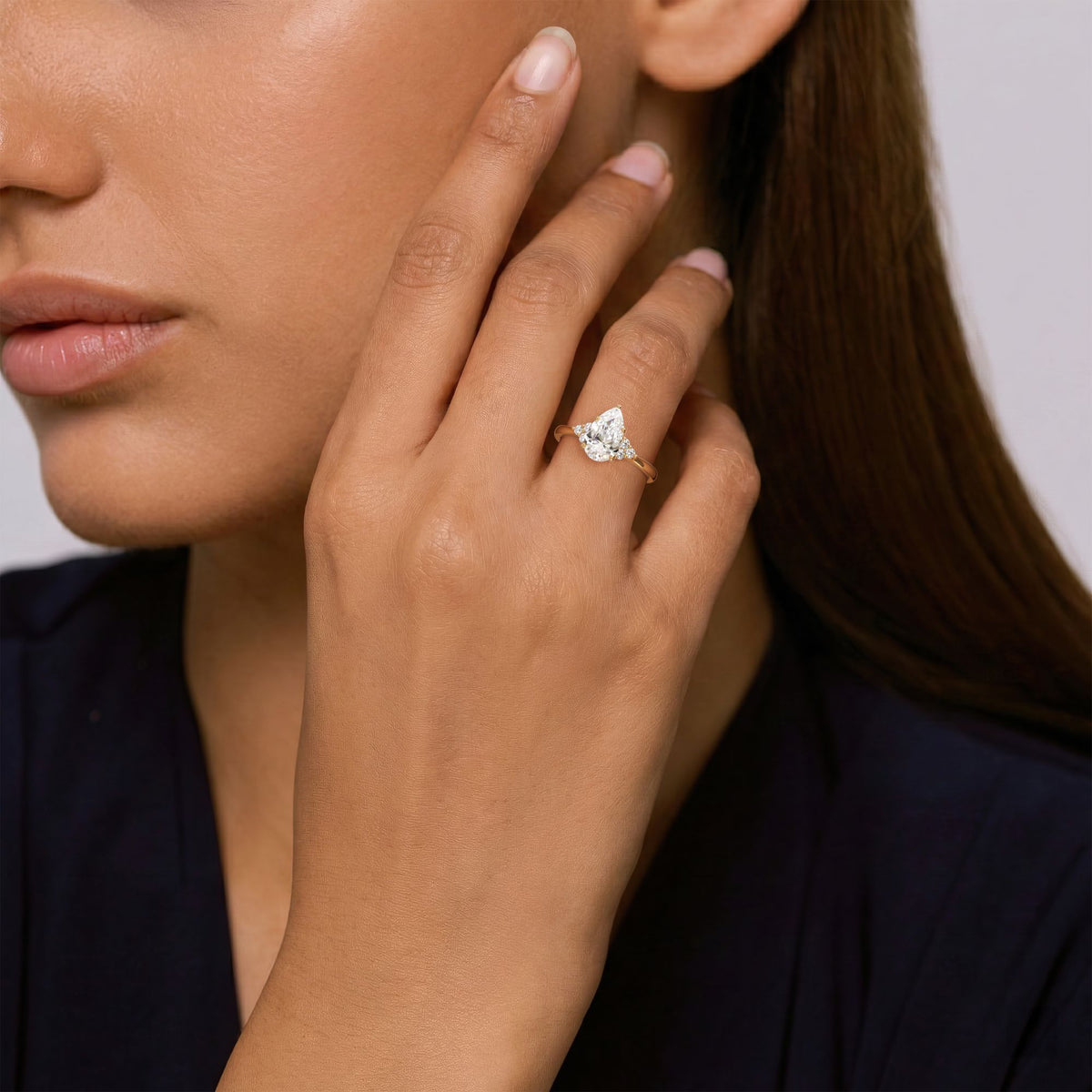Pear Cut Classic Lab Grown Diamond Setting Engagement Ring