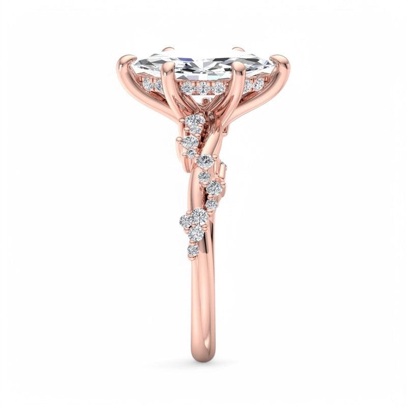 1.65 ct Unique Marquise Cut Lab Grown Diamond Engagement Ring Twisted Band