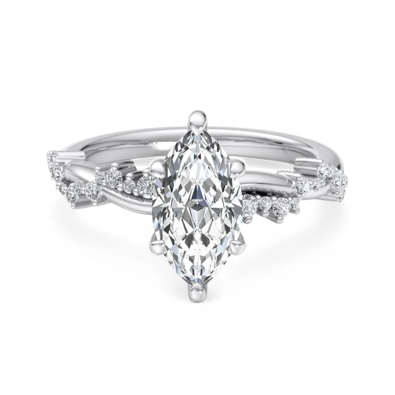 1.65 ct Unique Marquise Cut Lab Grown Diamond Engagement Ring Twisted Band