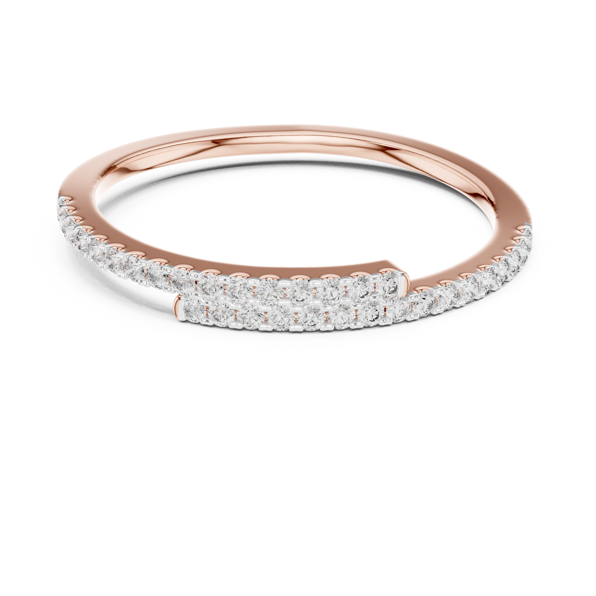 Pavé Half-Eternity Lab-Grown Diamond Ring U-Cut Diamond Wedding Band
