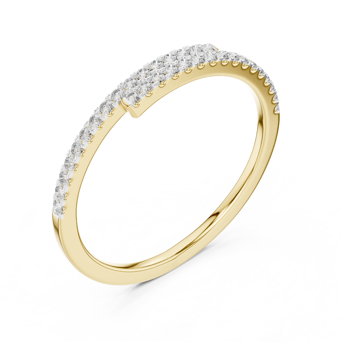 Pavé Half-Eternity Lab-Grown Diamond Ring U-Cut Diamond Wedding Band