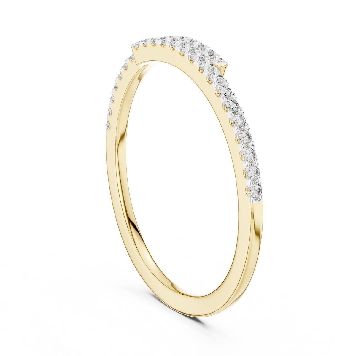 Pavé Half-Eternity Lab-Grown Diamond Ring U-Cut Diamond Wedding Band