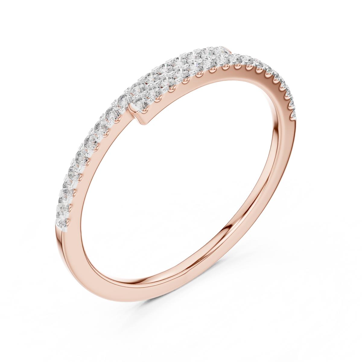 Pavé Half-Eternity Lab-Grown Diamond Ring U-Cut Diamond Wedding Band