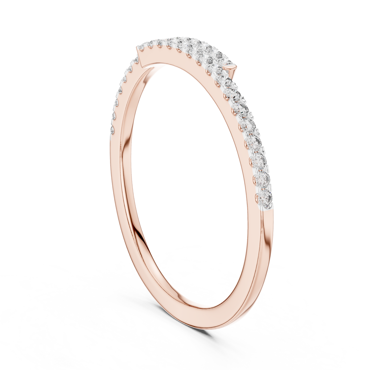 Pavé Half-Eternity Lab-Grown Diamond Ring U-Cut Diamond Wedding Band