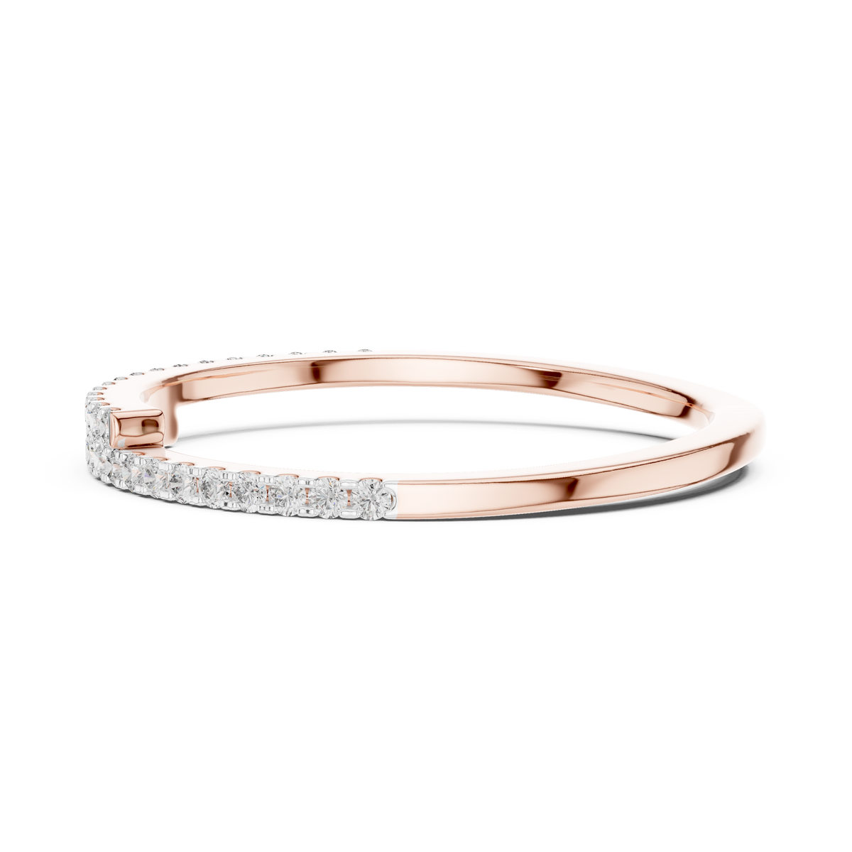 Pavé Half-Eternity Lab-Grown Diamond Ring U-Cut Diamond Wedding Band