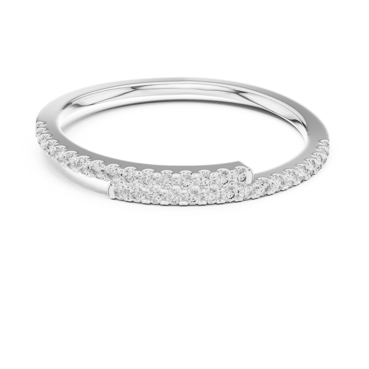 Pavé Half-Eternity Lab-Grown Diamond Ring U-Cut Diamond Wedding Band