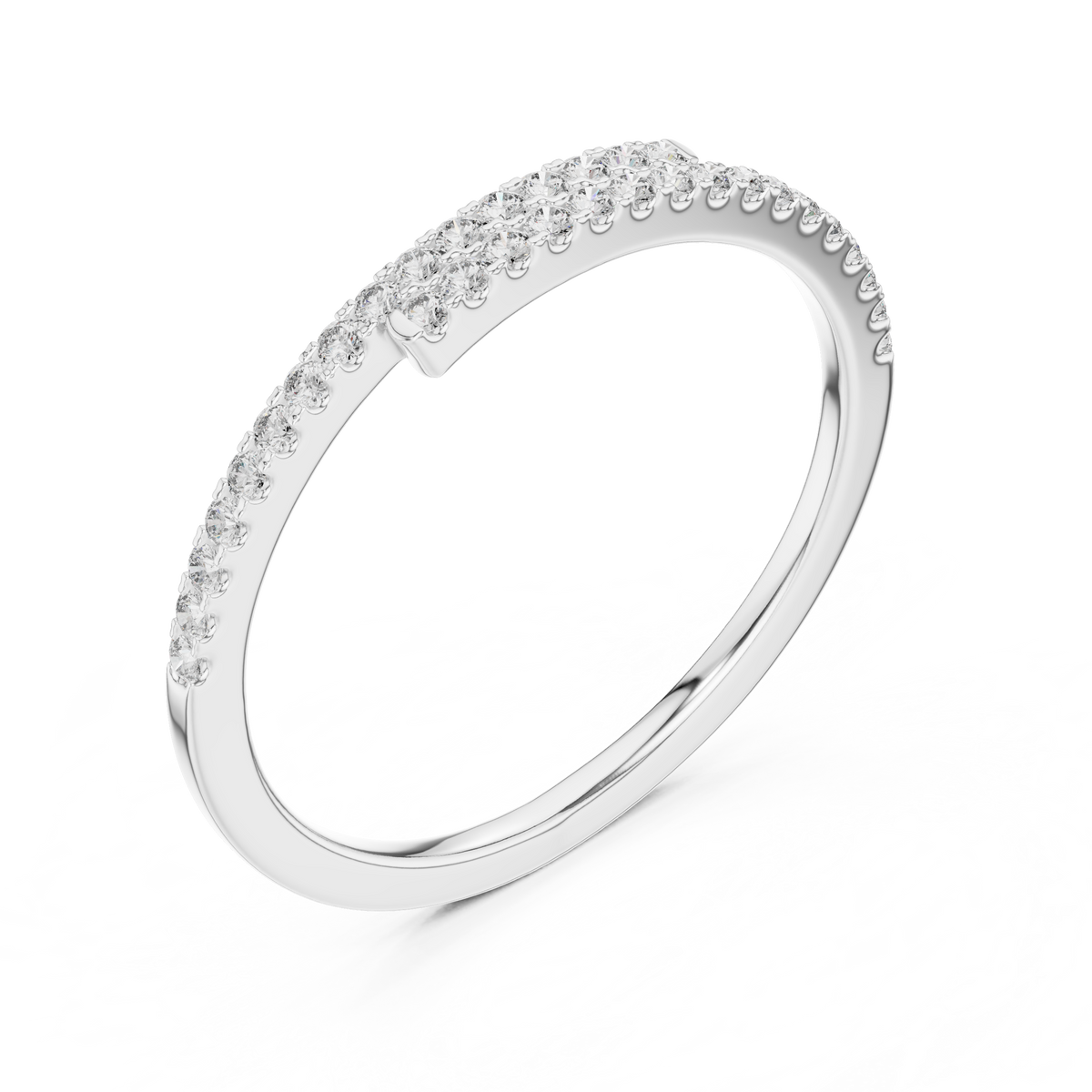 Pavé Half-Eternity Lab-Grown Diamond Ring U-Cut Diamond Wedding Band