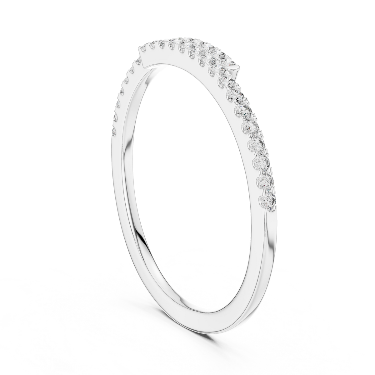 Pavé Half-Eternity Lab-Grown Diamond Ring U-Cut Diamond Wedding Band