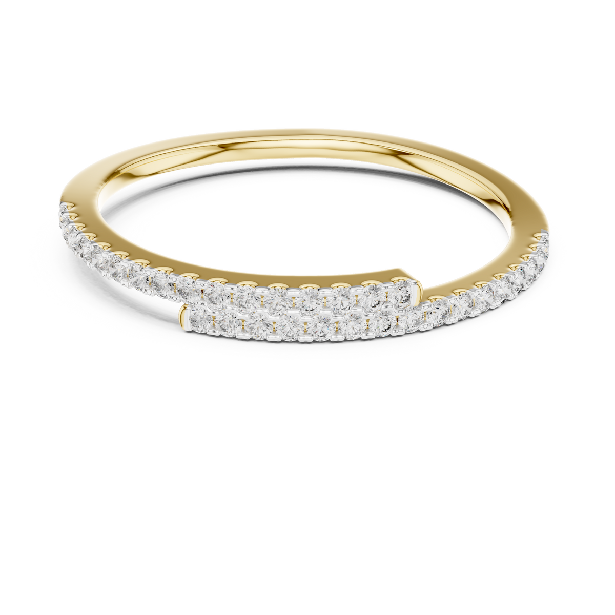 Pavé Half-Eternity Lab-Grown Diamond Ring U-Cut Diamond Wedding Band