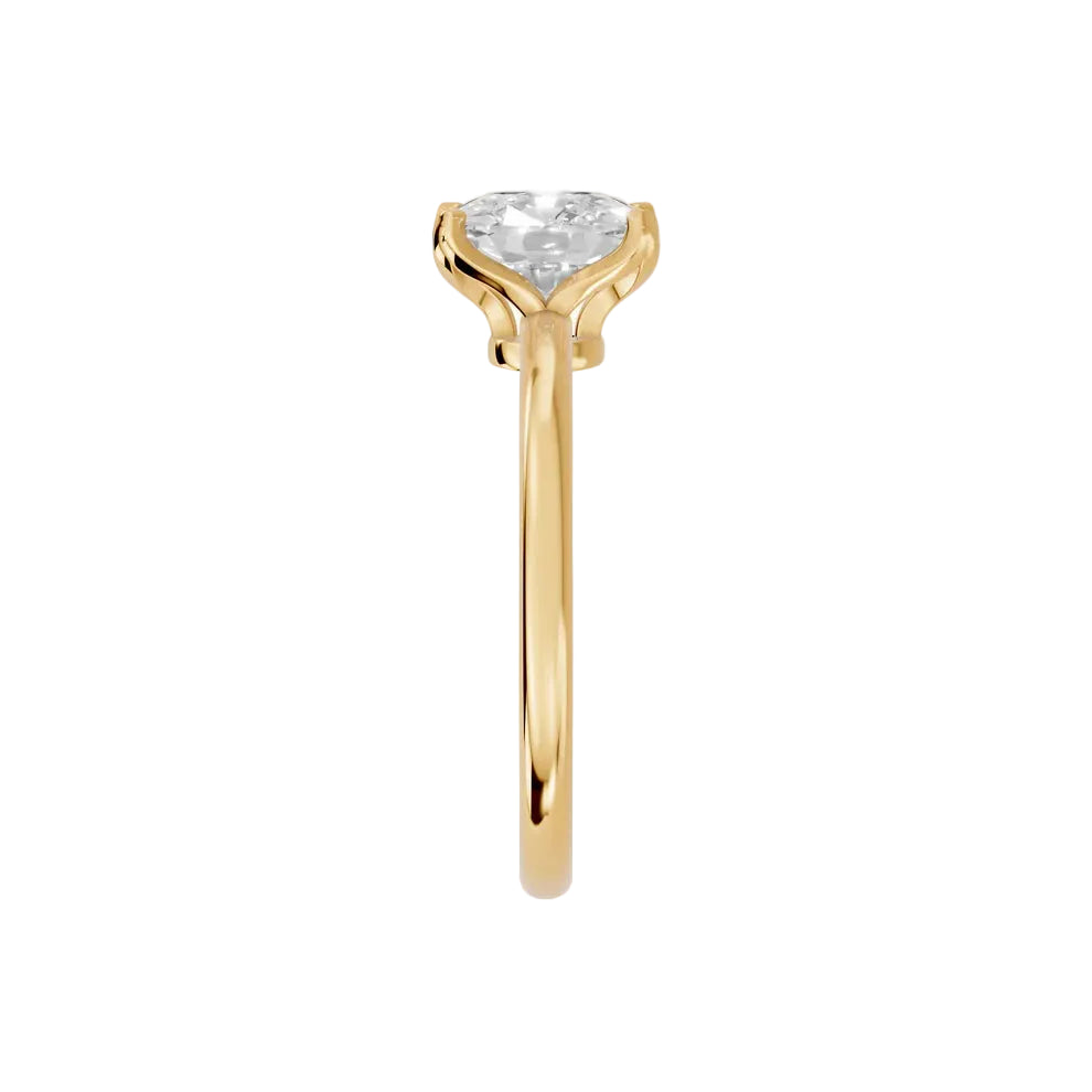 cushion lab grown diamond engagement ring in silver, top view