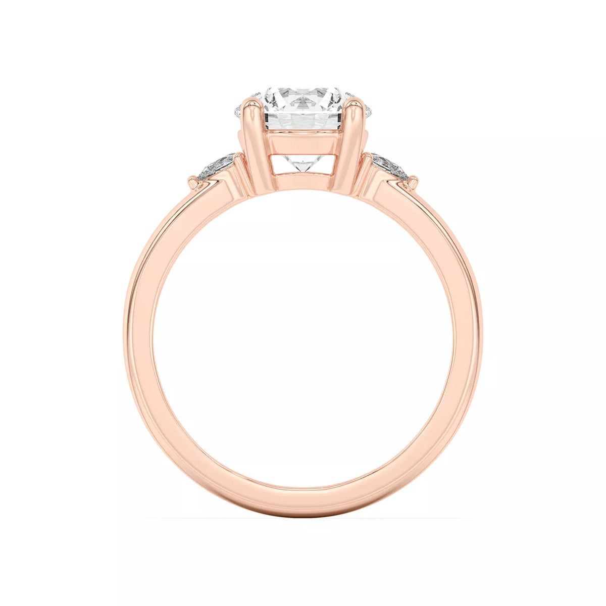 Meredith Accent Round Cut And Pear Cut Three-Stone Lab-Grown Diamond & Moissanite Engagement Ring