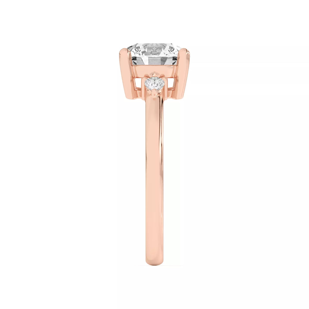 Meredith Accent Round Cut And Pear Cut Three-Stone Lab-Grown Diamond & Moissanite Engagement Ring