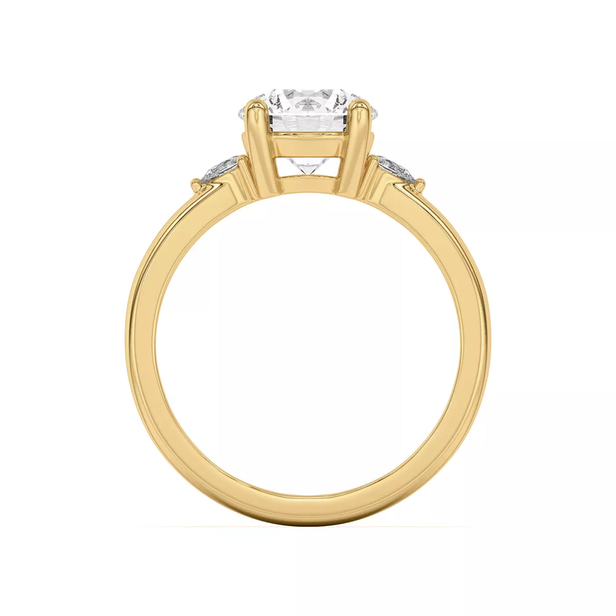 Meredith Accent Round Cut And Pear Cut Three-Stone Lab-Grown Diamond & Moissanite Engagement Ring
