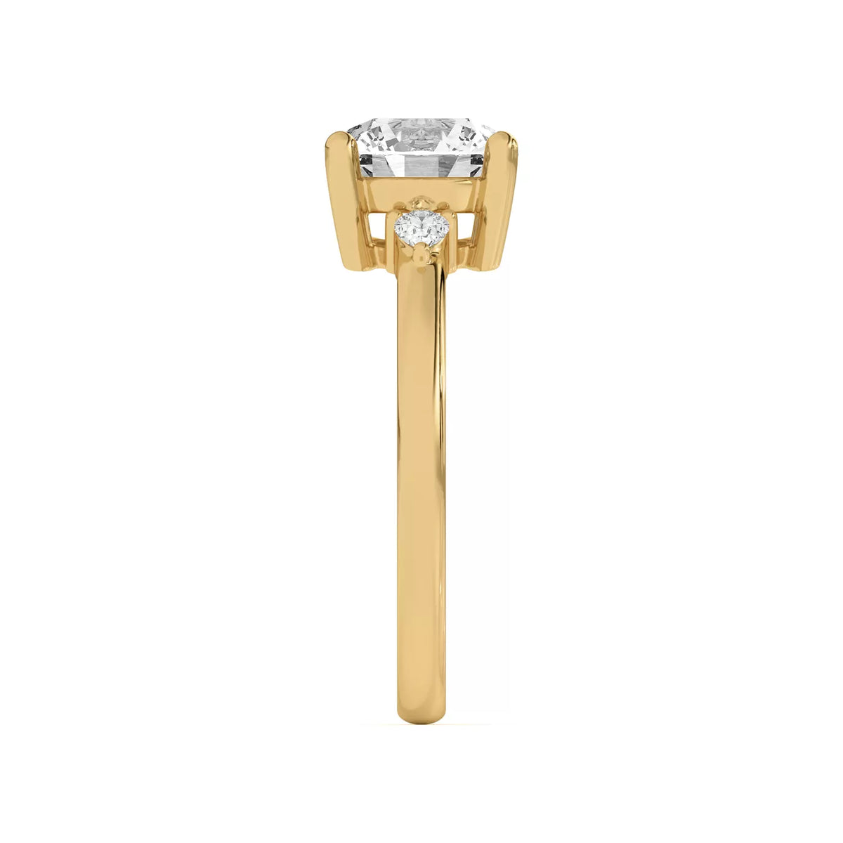 Meredith Accent Round Cut And Pear Cut Three-Stone Lab-Grown Diamond & Moissanite Engagement Ring