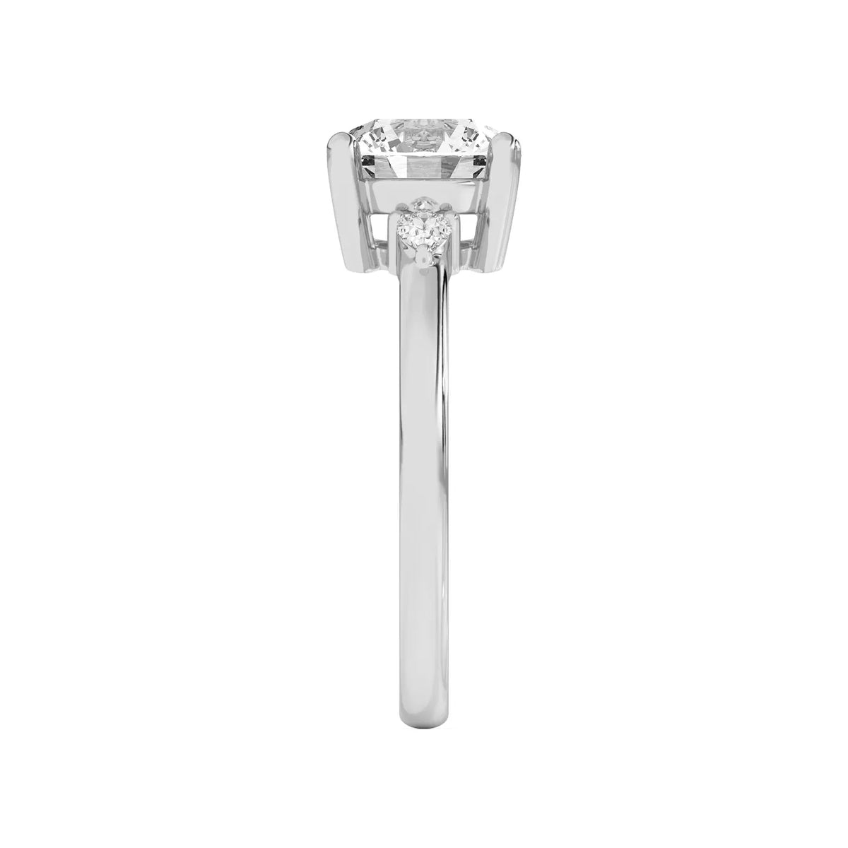 Meredith Accent Round Cut And Pear Cut Three-Stone Lab-Grown Diamond & Moissanite Engagement Ring