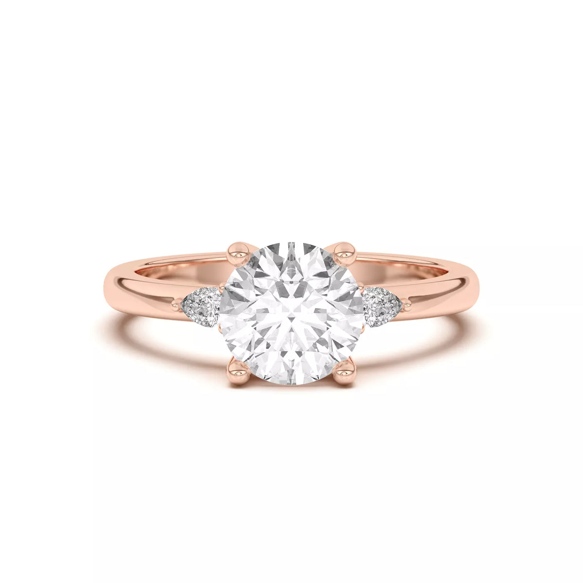 Meredith Accent Round Cut And Pear Cut Three-Stone Lab-Grown Diamond & Moissanite Engagement Ring
