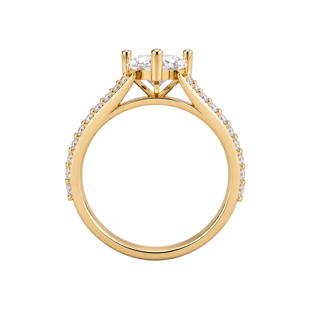 Marquise Cut Lab Grown Diamond & Moissanite Split Shank Pavé Engagement Ring