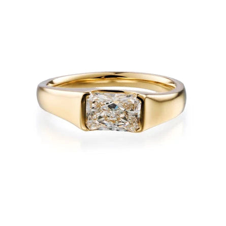 1 ct Long Radiant Cut Lab Grown Diamond & Moissanite Ring