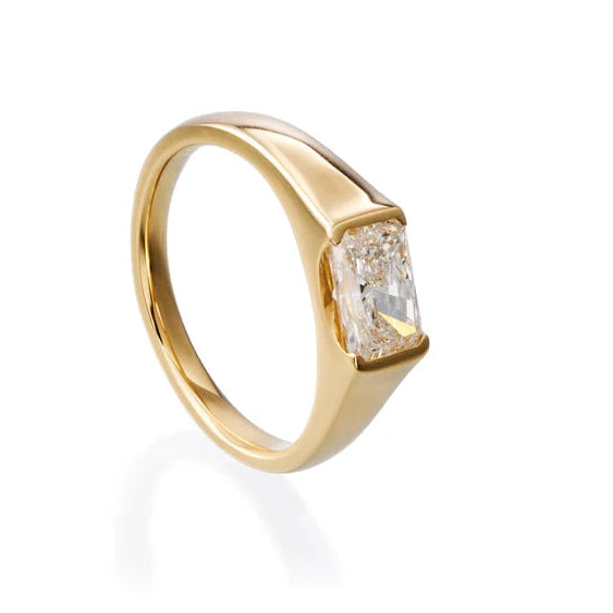 1 ct Long Radiant Cut Lab Grown Diamond & Moissanite Ring