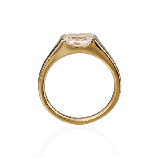 1 ct Long Radiant Cut Lab Grown Diamond & Moissanite Ring