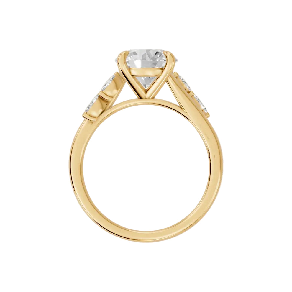 Cushion Cut Floral Lab Grown Diamond & Moissanite Engagement Ring