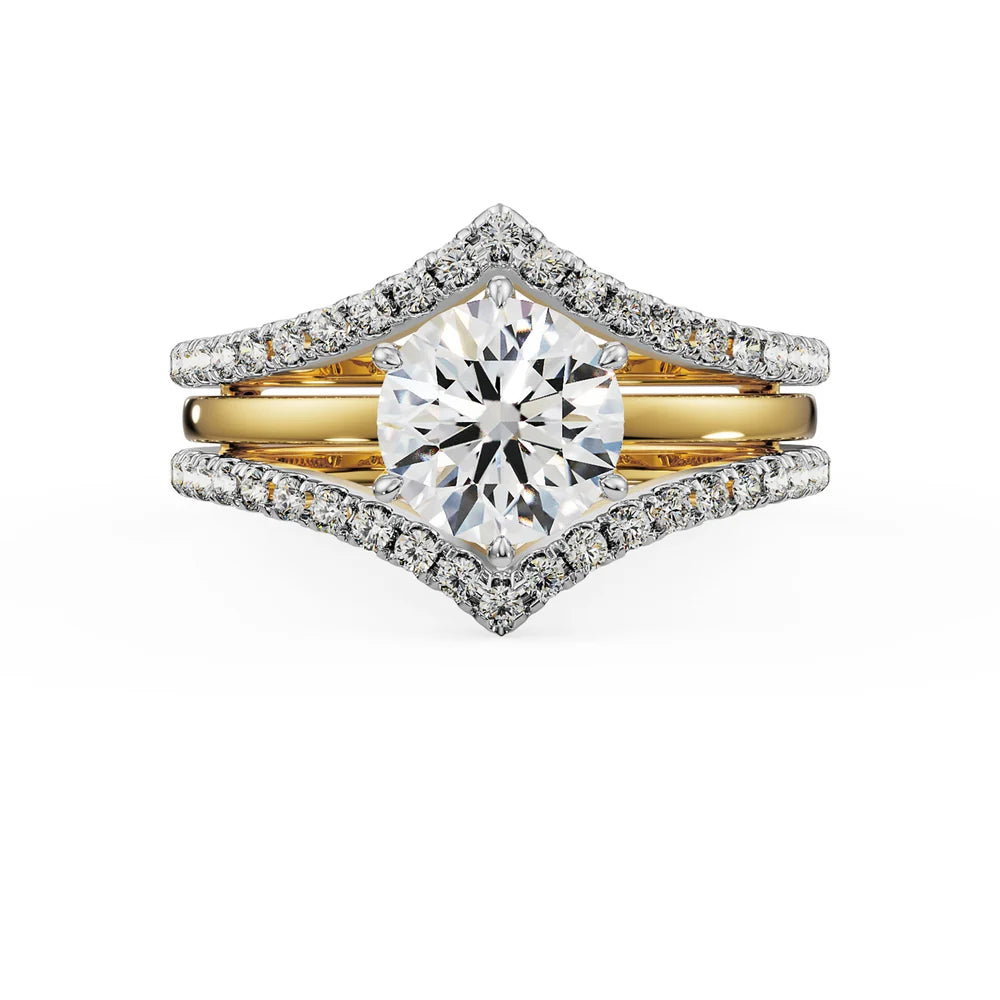 round lab grown diamond engagement ring in silver, side profile