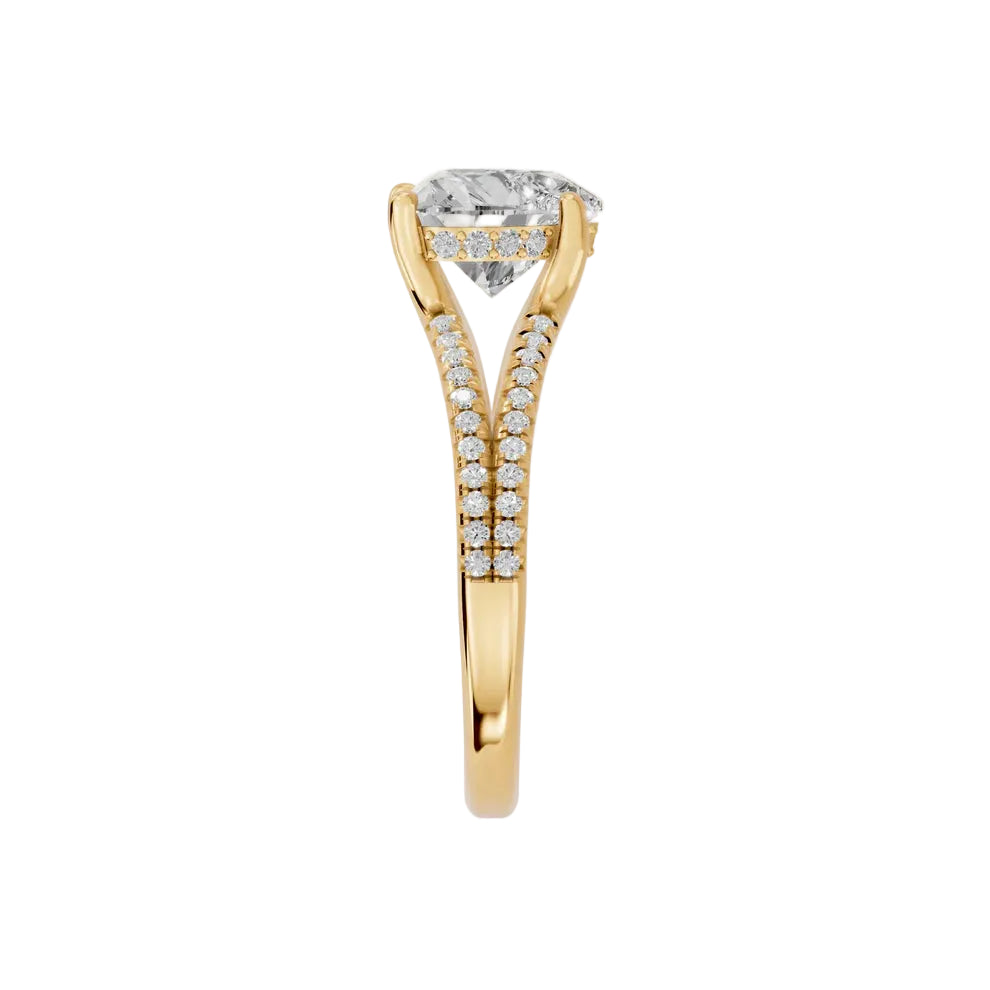 Heart Cut Lab Grown Diamond & Moissanite Pavé Split Shank Solitaire Engagement Ring