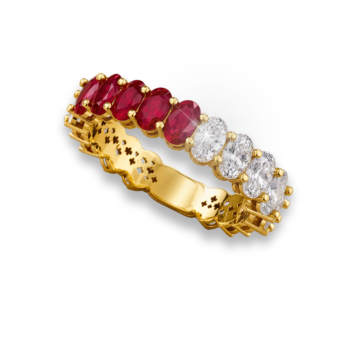 Lab Grown Ruby & Moissanite Tennis Ring Red Ruby and White Moissanite Eternity Ring