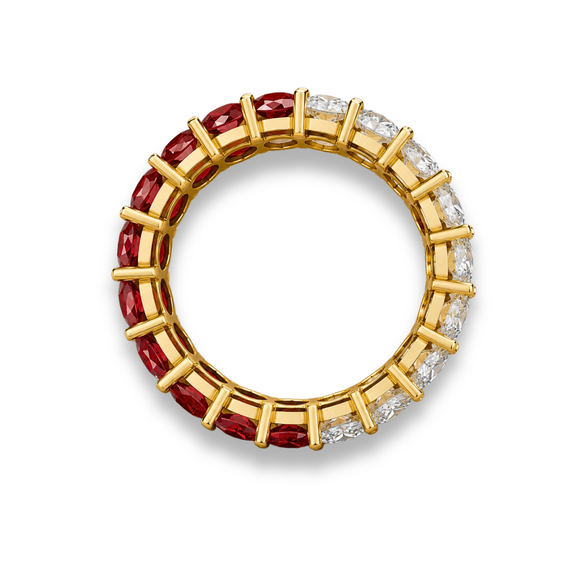 Lab Grown Ruby & Moissanite Tennis Ring Red Ruby and White Moissanite Eternity Ring