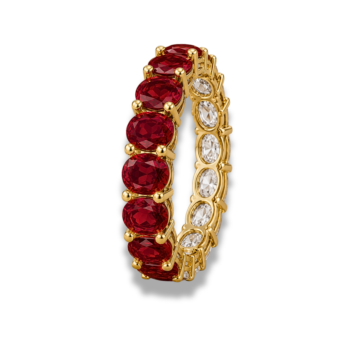 Lab Grown Ruby & Moissanite Tennis Ring Red Ruby and White Moissanite Eternity Ring