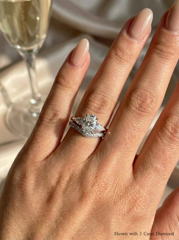 2ct Oval Three-Stone & Scalloped Curve Band