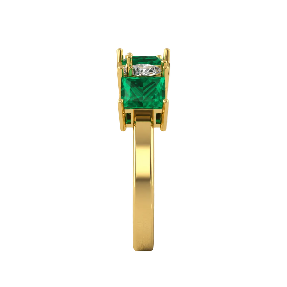 Green Princess Cut Lab Grown Diamond And Moissanite With Pear Shape Eternity Ring