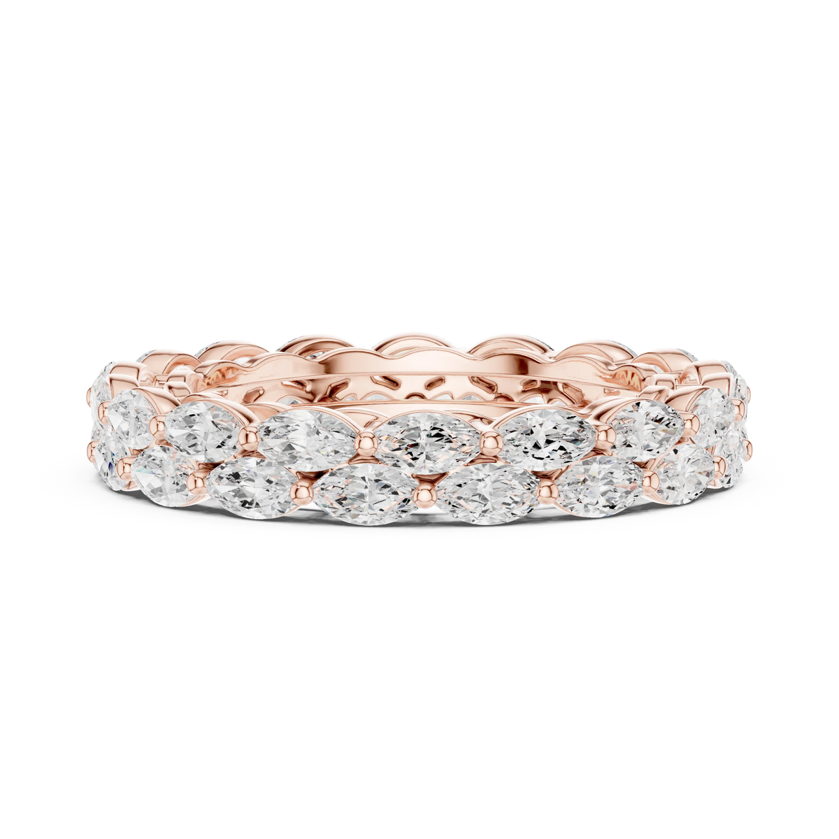 Two-Row East-West Marquise Cut Diamond Band