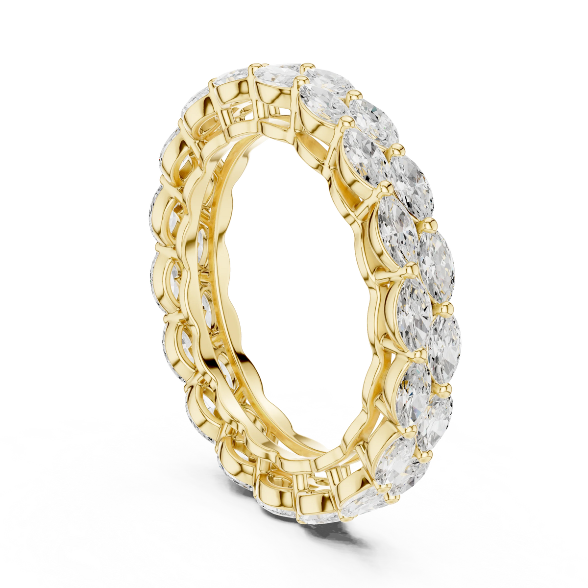 Two-Row East-West Marquise Cut Diamond Band