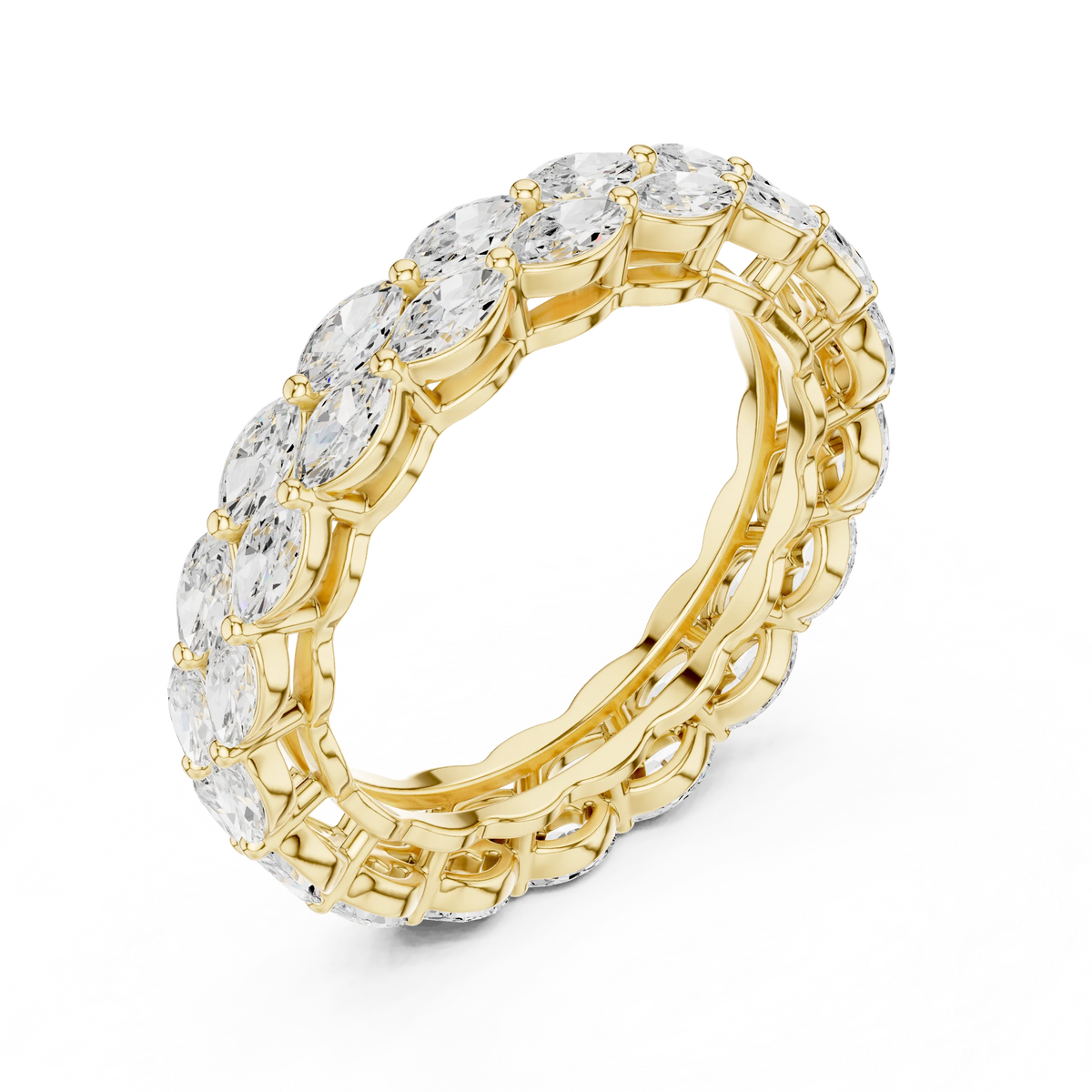 Two-Row East-West Marquise Cut Diamond Band