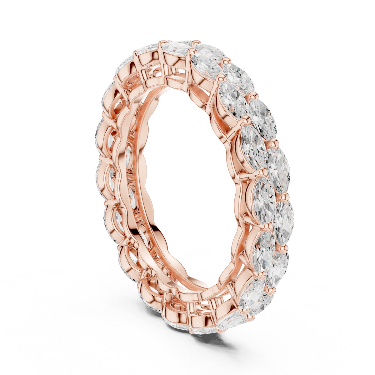 Two-Row East-West Marquise Cut Diamond Band