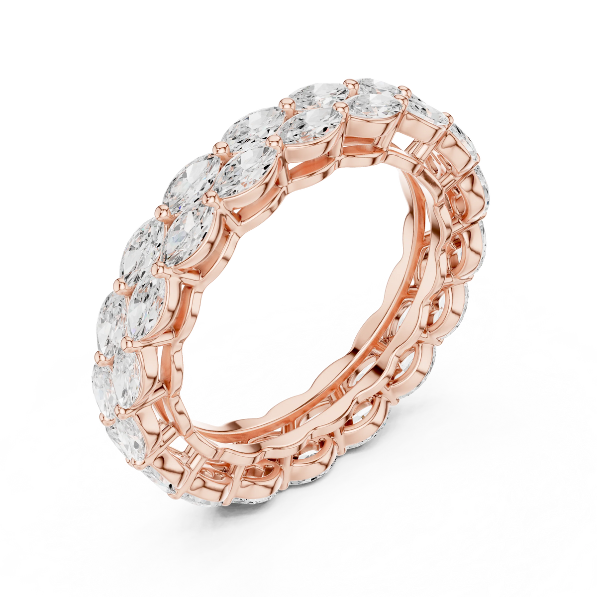 Two-Row East-West Marquise Cut Diamond Band