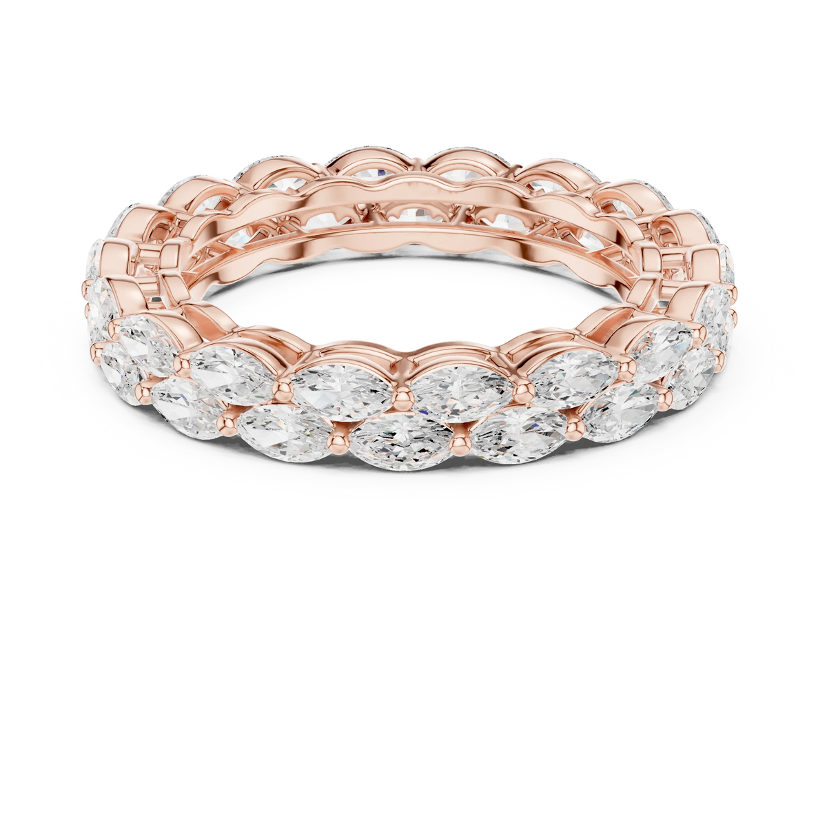 Two-Row East-West Marquise Cut Diamond Band