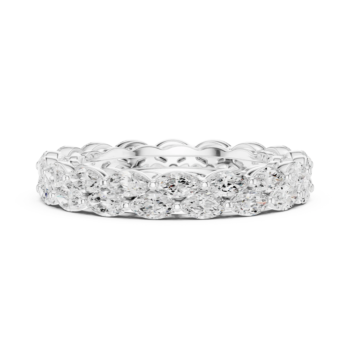 Two-Row East-West Marquise Cut Diamond Band